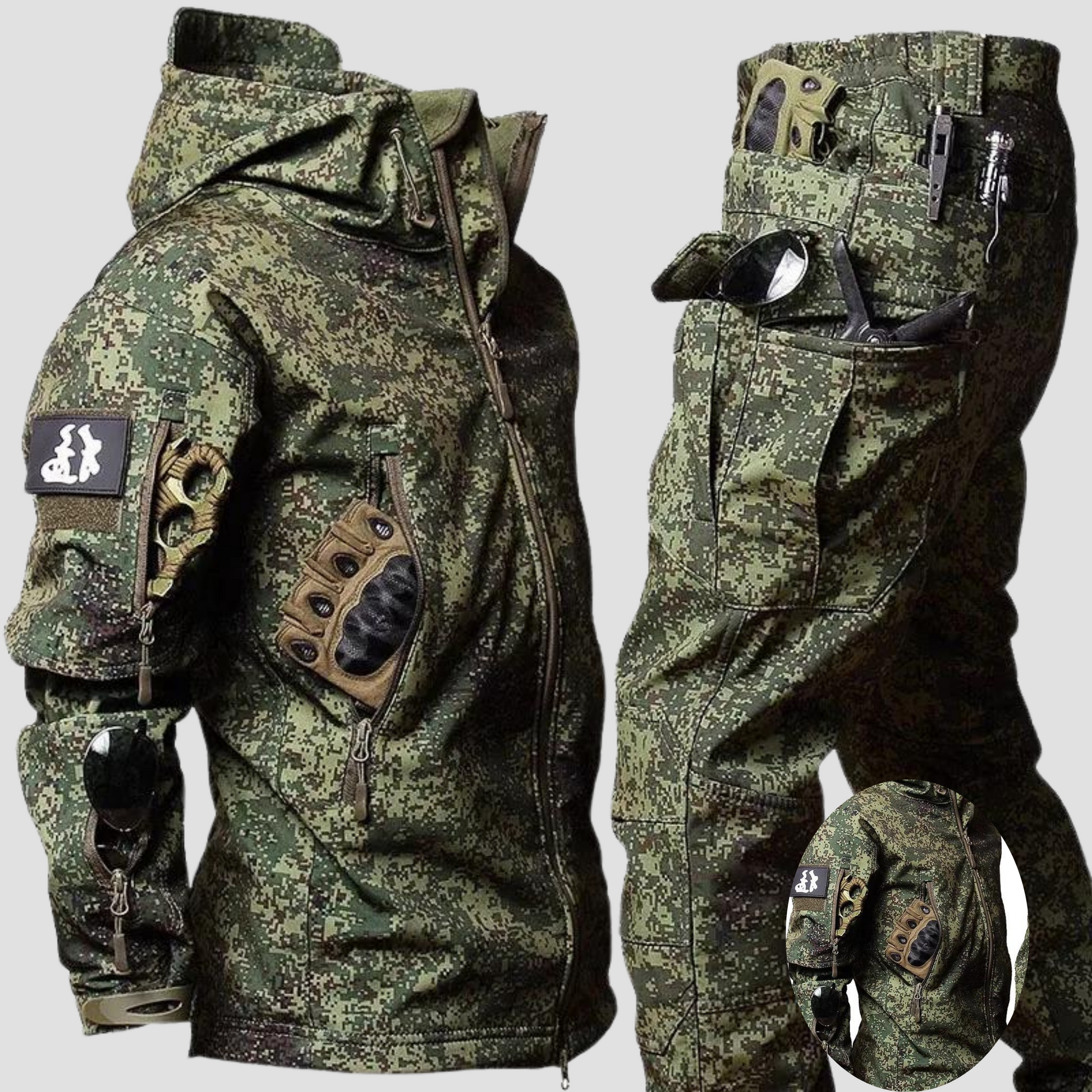 Outdoorbekleidung - Winter - Camouflage - Taktische Jacke - Herren Cargo Hose-HauteBerlin