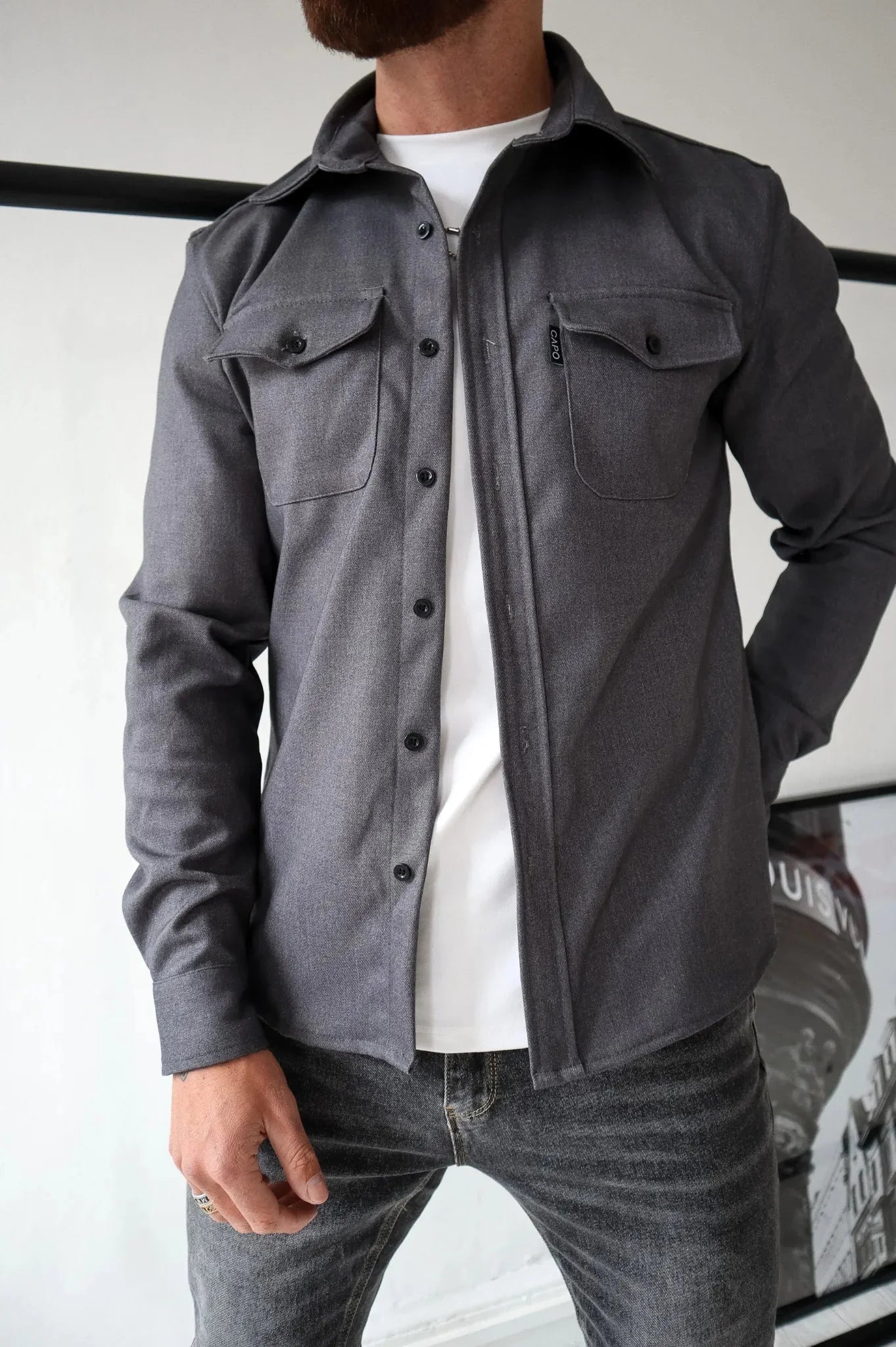 OverShirt - Herren Button-Up Langarm Shirt Jacke mit Brusttaschen-HauteBerlin
