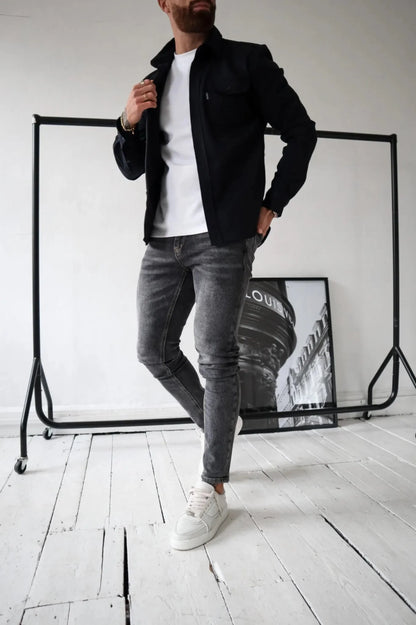 OverShirt - Herren Button-Up Langarm Shirt Jacke mit Brusttaschen-HauteBerlin