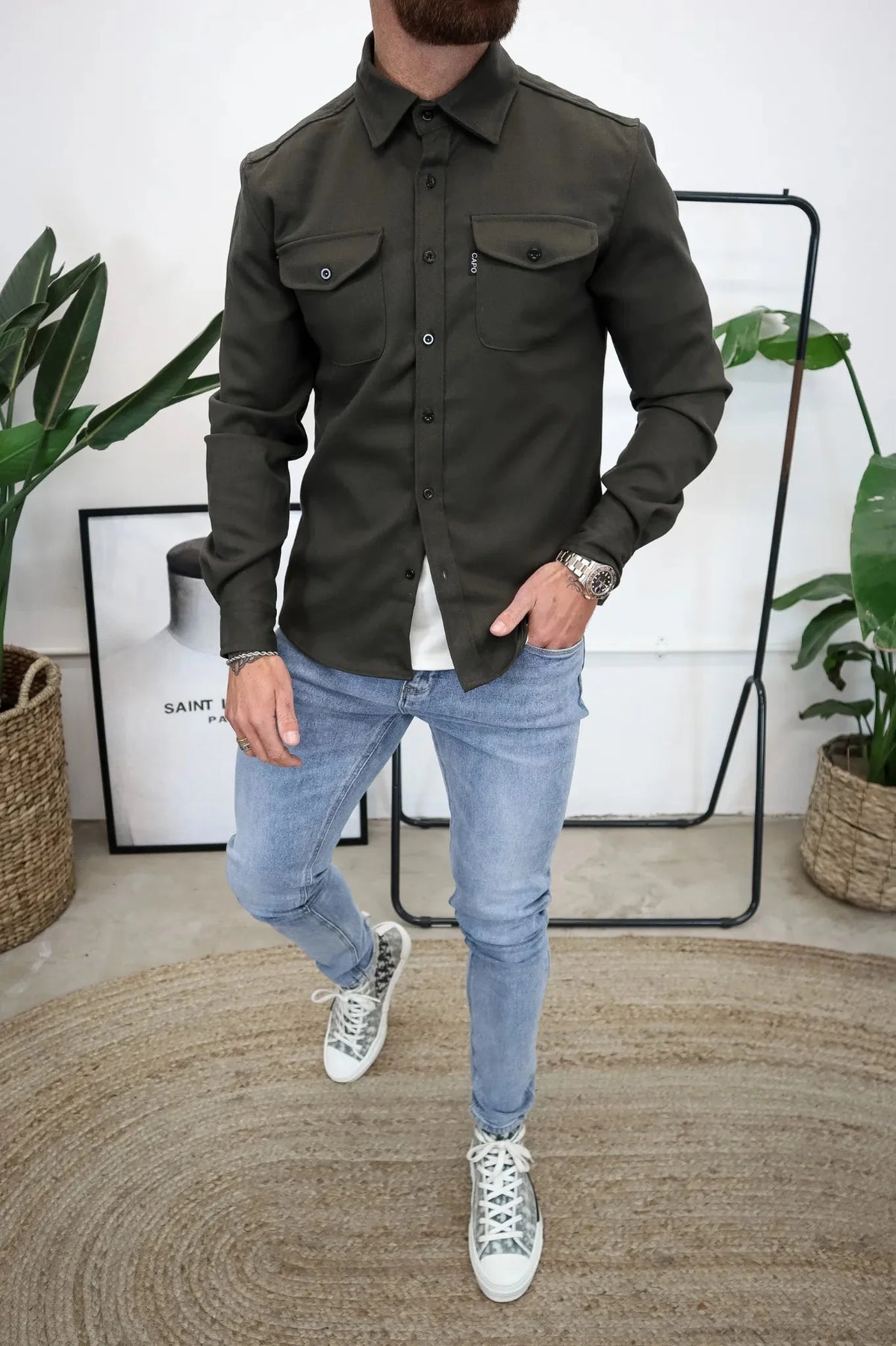 OverShirt - Herren Button-Up Langarm Shirt Jacke mit Brusttaschen-HauteBerlin