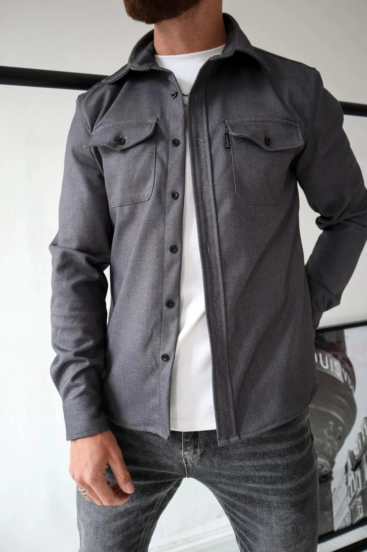 OverShirt - Herren Button-Up Langarm Shirt Jacke mit Brusttaschen-HauteBerlin