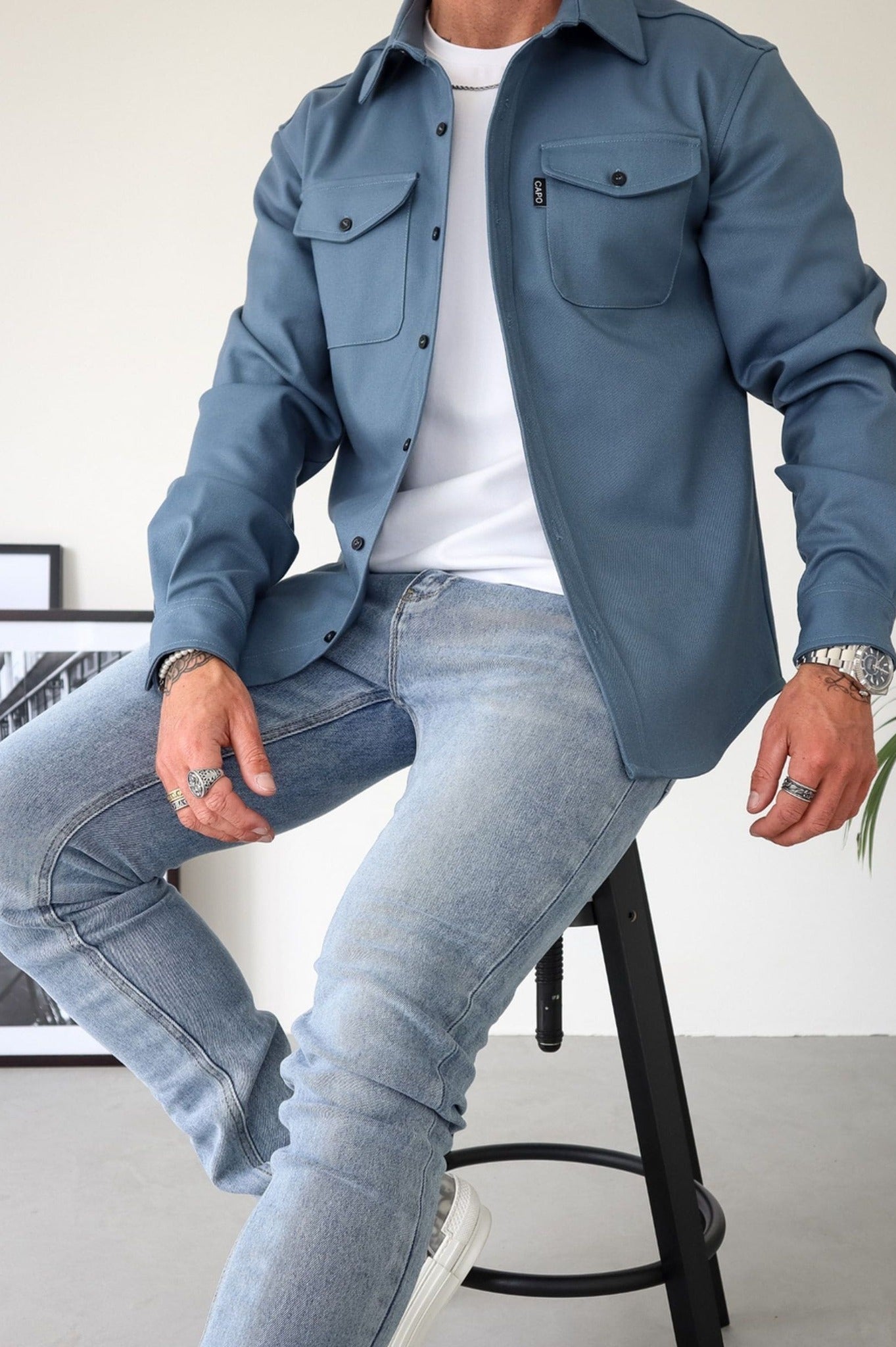 OverShirt - Herren Button-Up Langarm Shirt Jacke mit Brusttaschen-HauteBerlin