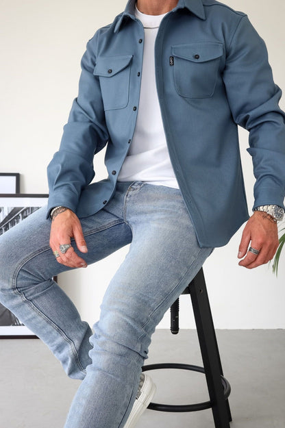 OverShirt - Herren Button-Up Langarm Shirt Jacke mit Brusttaschen-HauteBerlin