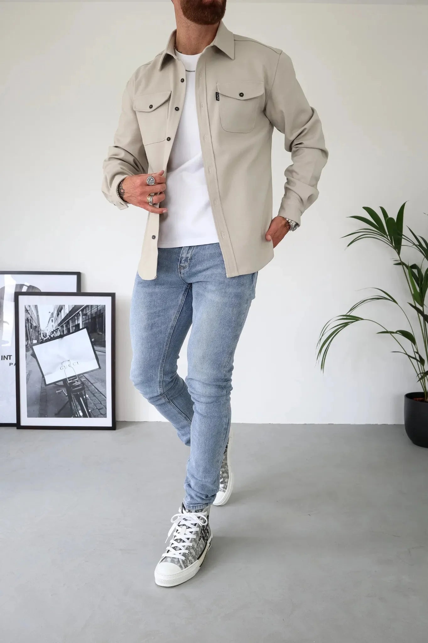 OverShirt - Herren Button-Up Langarm Shirt Jacke mit Brusttaschen-HauteBerlin