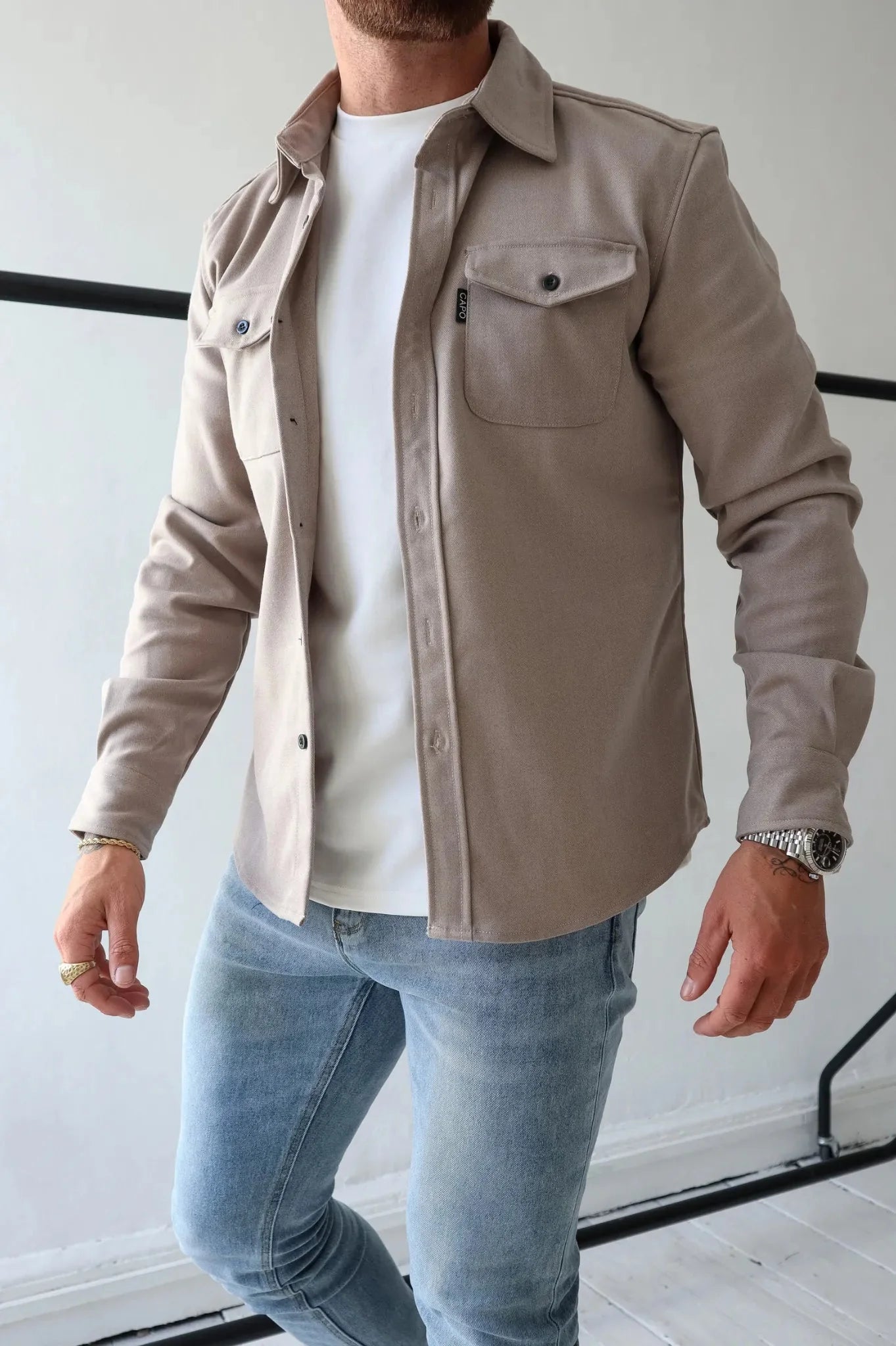OverShirt - Herren Button-Up Langarm Shirt Jacke mit Brusttaschen-HauteBerlin