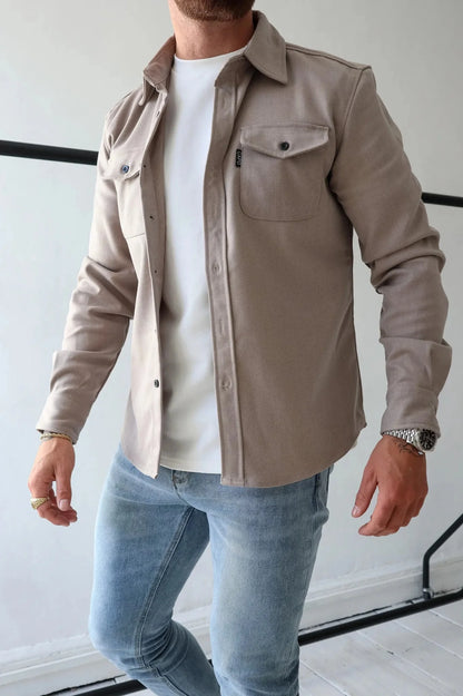 OverShirt - Herren Button-Up Langarm Shirt Jacke mit Brusttaschen-HauteBerlin