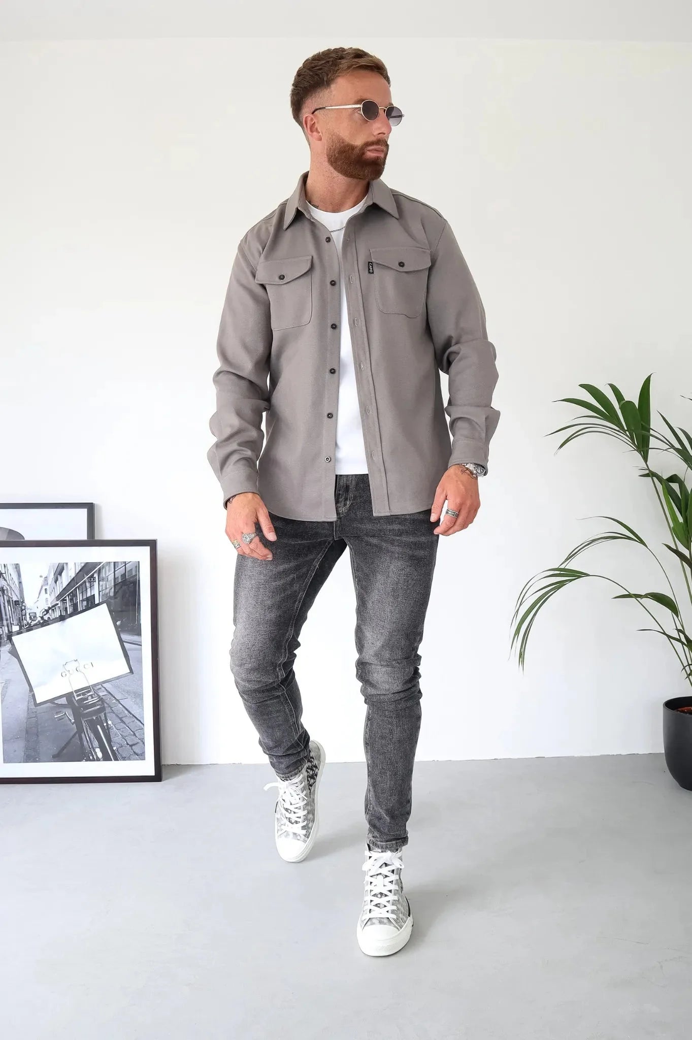 OverShirt - Herren Button-Up Langarm Shirt Jacke mit Brusttaschen-HauteBerlin