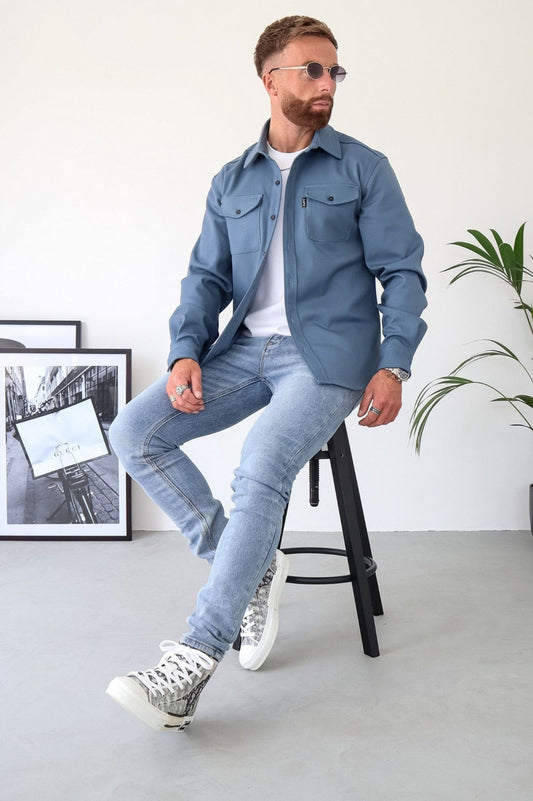 OverShirt - Herren Button-Up Langarm Shirt Jacke mit Brusttaschen-HauteBerlin