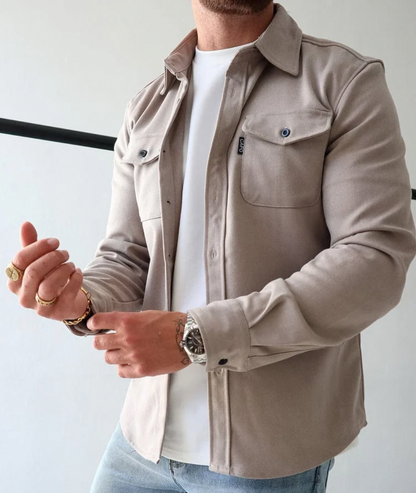 Overshirt – Langärmeliges Herrenhemd Mit Knopfleiste Und Brusttaschen-HauteBerlin