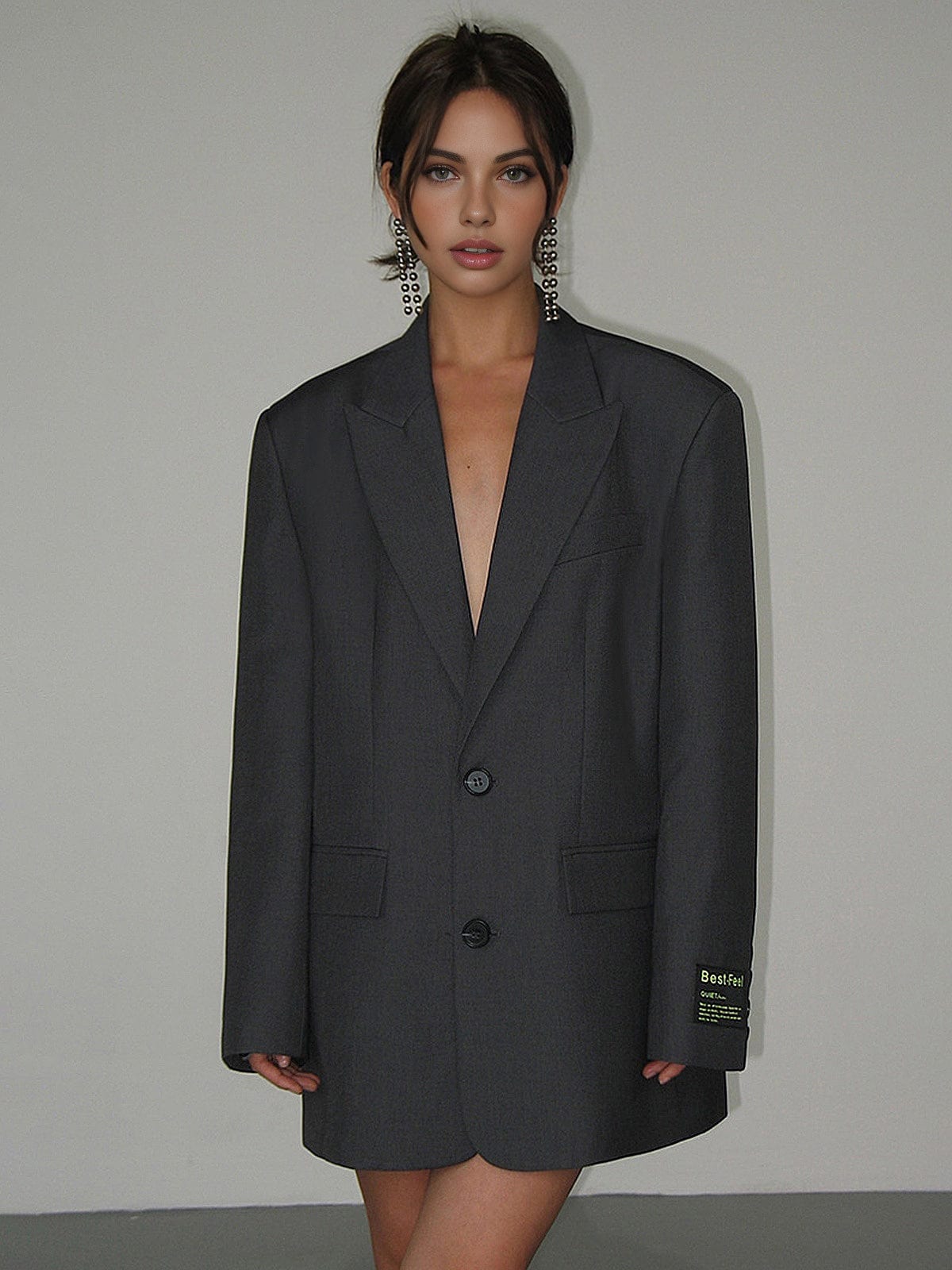 Oversized-Blazer – Grau – Schwarz – Blazerjacke – Damenblazer-HauteBerlin