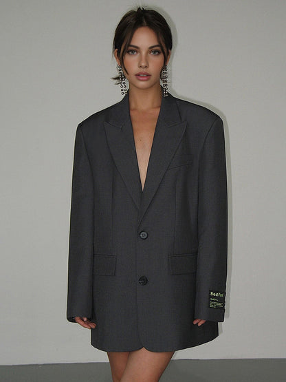 Oversized-Blazer – Grau – Schwarz – Blazerjacke – Damenblazer-HauteBerlin