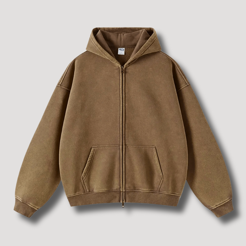 Oversized Hoodie | Reißverschluss | Washed | Zipper Hoodie | Hoodie für Männer-HauteBerlin