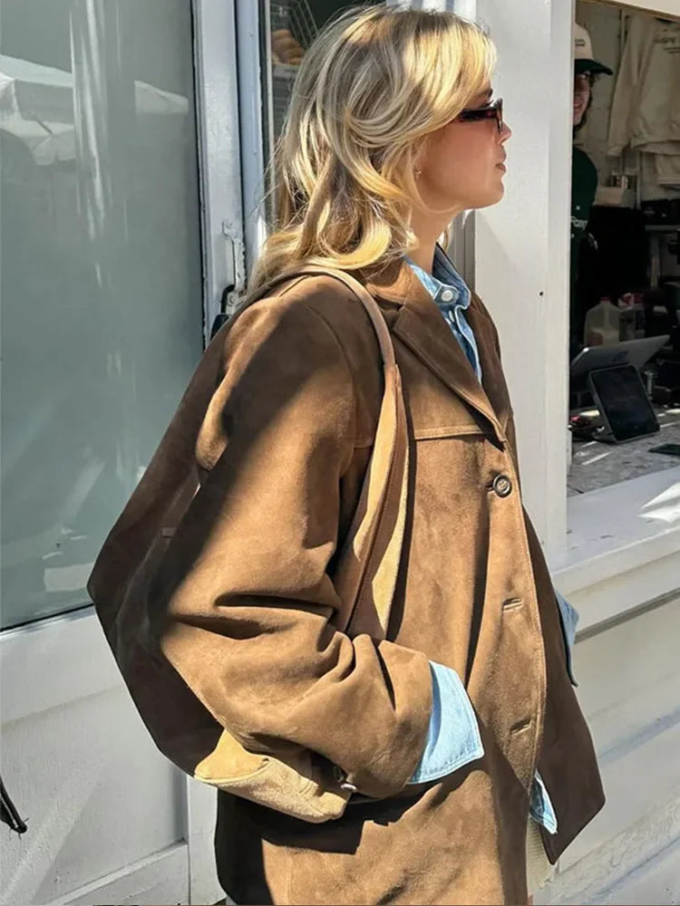 Oversized-Jacke – Braun – Vintage – Blazerjacke – Damenjacke-HauteBerlin