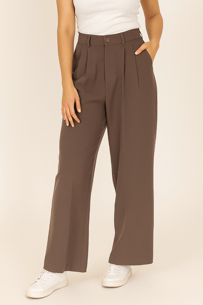 Plisseehose – Hohe Taille – Locker sitzend – Weite Hosenbeine – Damenhose-HauteBerlin