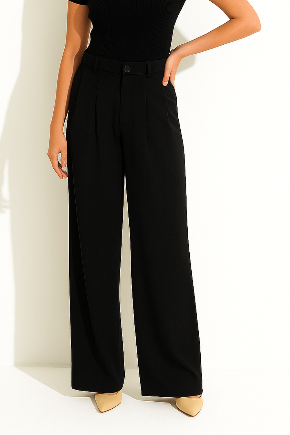 Plisseehose – Hohe Taille – Locker sitzend – Weite Hosenbeine – Damenhose-HauteBerlin