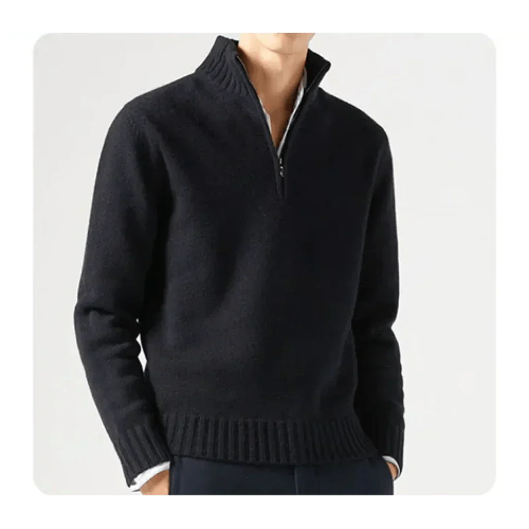 Polo Pullover - Herren Strickpullover mit viertel Reißverschluss Pullover-HauteBerlin