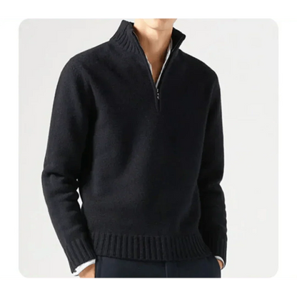 Polo Pullover - Herren Strickpullover mit viertel Reißverschluss Pullover-HauteBerlin