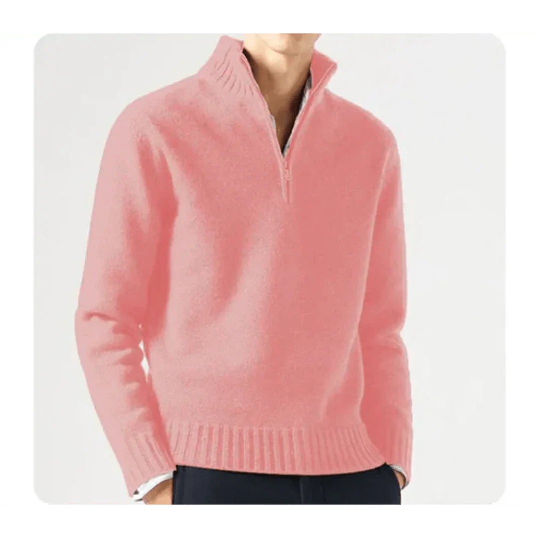 Polo Pullover - Herren Strickpullover mit viertel Reißverschluss Pullover-HauteBerlin