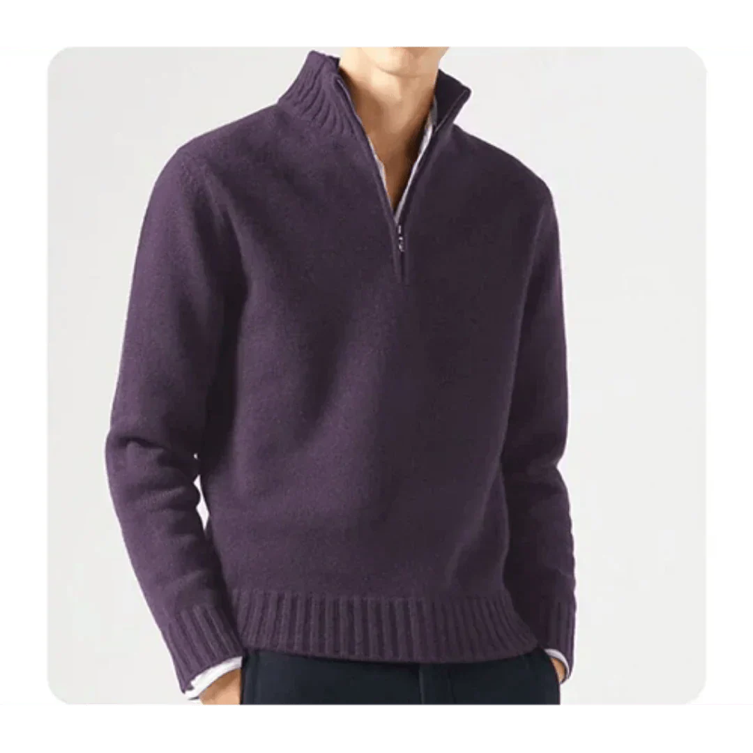 Polo Pullover - Herren Strickpullover mit viertel Reißverschluss Pullover-HauteBerlin