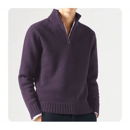 Polo Pullover - Herren Strickpullover mit viertel Reißverschluss Pullover-HauteBerlin