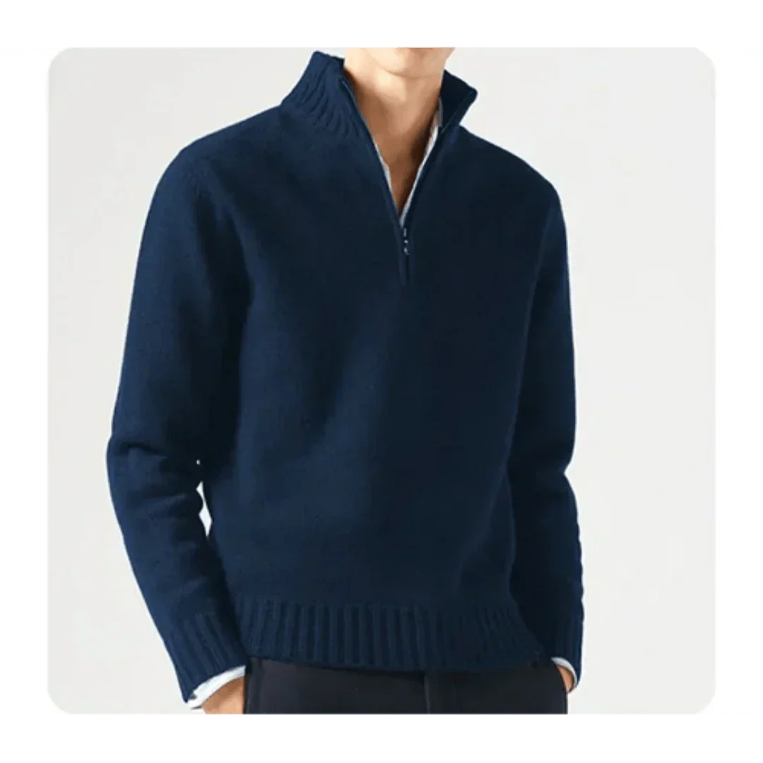 Polo Pullover - Herren Strickpullover mit viertel Reißverschluss Pullover-HauteBerlin