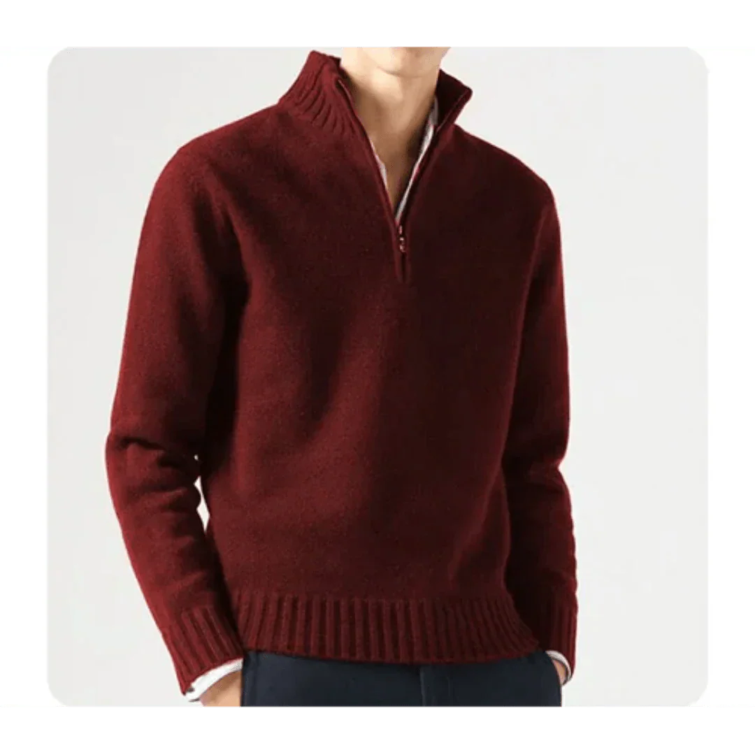 Polo Pullover - Herren Strickpullover mit viertel Reißverschluss Pullover-HauteBerlin