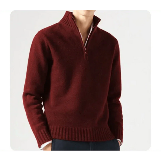 Polo Pullover - Herren Strickpullover mit viertel Reißverschluss Pullover-HauteBerlin