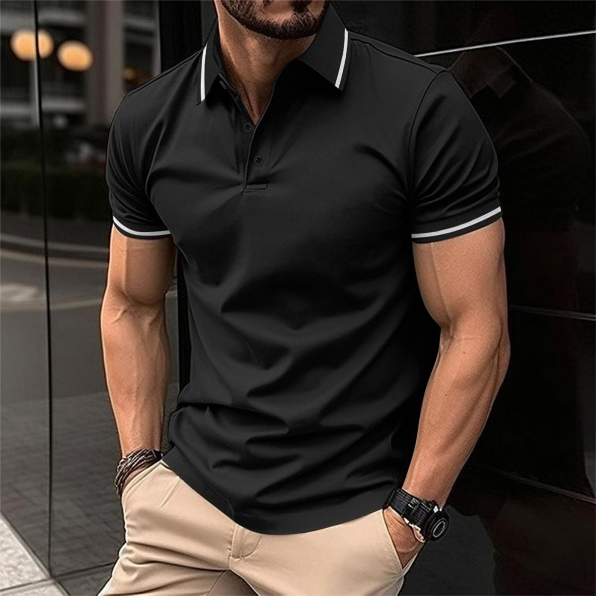 Polo-Shirt – Herren-Polohemd mit Knöpfen, Kragen und kurzen Ärmeln-HauteBerlin