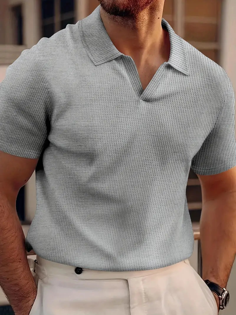 Polo-Shirt – Herren-Polohemd mit Kragen, V-Ausschnitt und kurzen Ärmeln-HauteBerlin