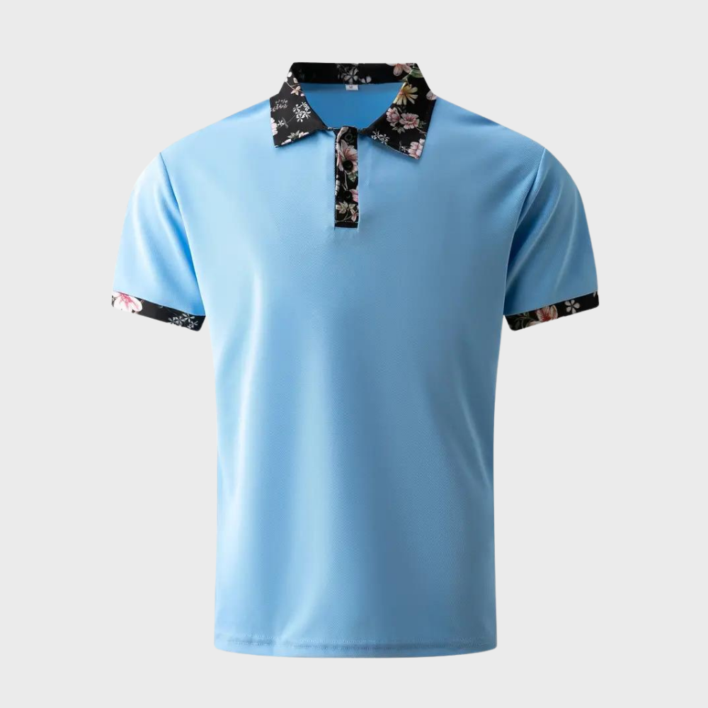 Polo-T-Shirt | Blumenmuster | Kurzarm | Polohemden | Herrenbekleidung-HauteBerlin