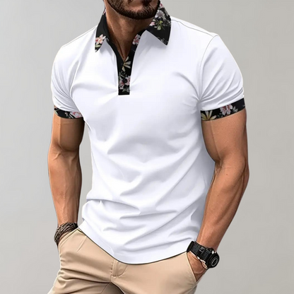 Polo-T-Shirt | Blumenmuster | Kurzarm | Polohemden | Herrenbekleidung-HauteBerlin
