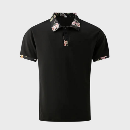 Polo-T-Shirt | Blumenmuster | Kurzarm | Polohemden | Herrenbekleidung-HauteBerlin