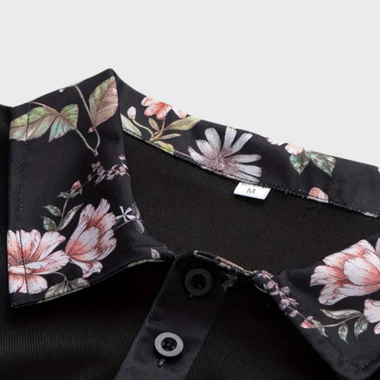 Polo-T-Shirt | Blumenmuster | Kurzarm | Polohemden | Herrenbekleidung-HauteBerlin