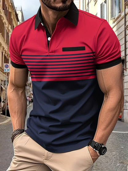 Polo T-Shirt | Gestreift | Kurzarm | Poloshirts | Herrenhemden-HauteBerlin