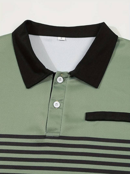 Polo T-Shirt | Gestreift | Kurzarm | Poloshirts | Herrenhemden-HauteBerlin