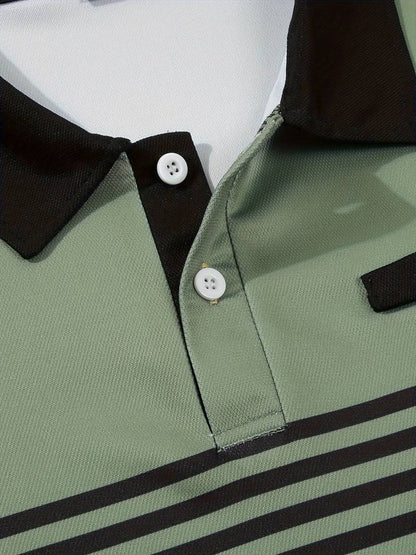 Polo T-Shirt | Gestreift | Kurzarm | Poloshirts | Herrenhemden-HauteBerlin
