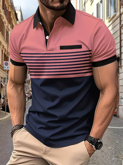 Polo T-Shirt | Gestreift | Kurzarm | Poloshirts | Herrenhemden-HauteBerlin