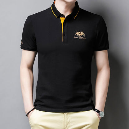 Polo-T-Shirt – Herren-Polohemd mit halben Ärmeln und Knöpfen aus Leinen-HauteBerlin