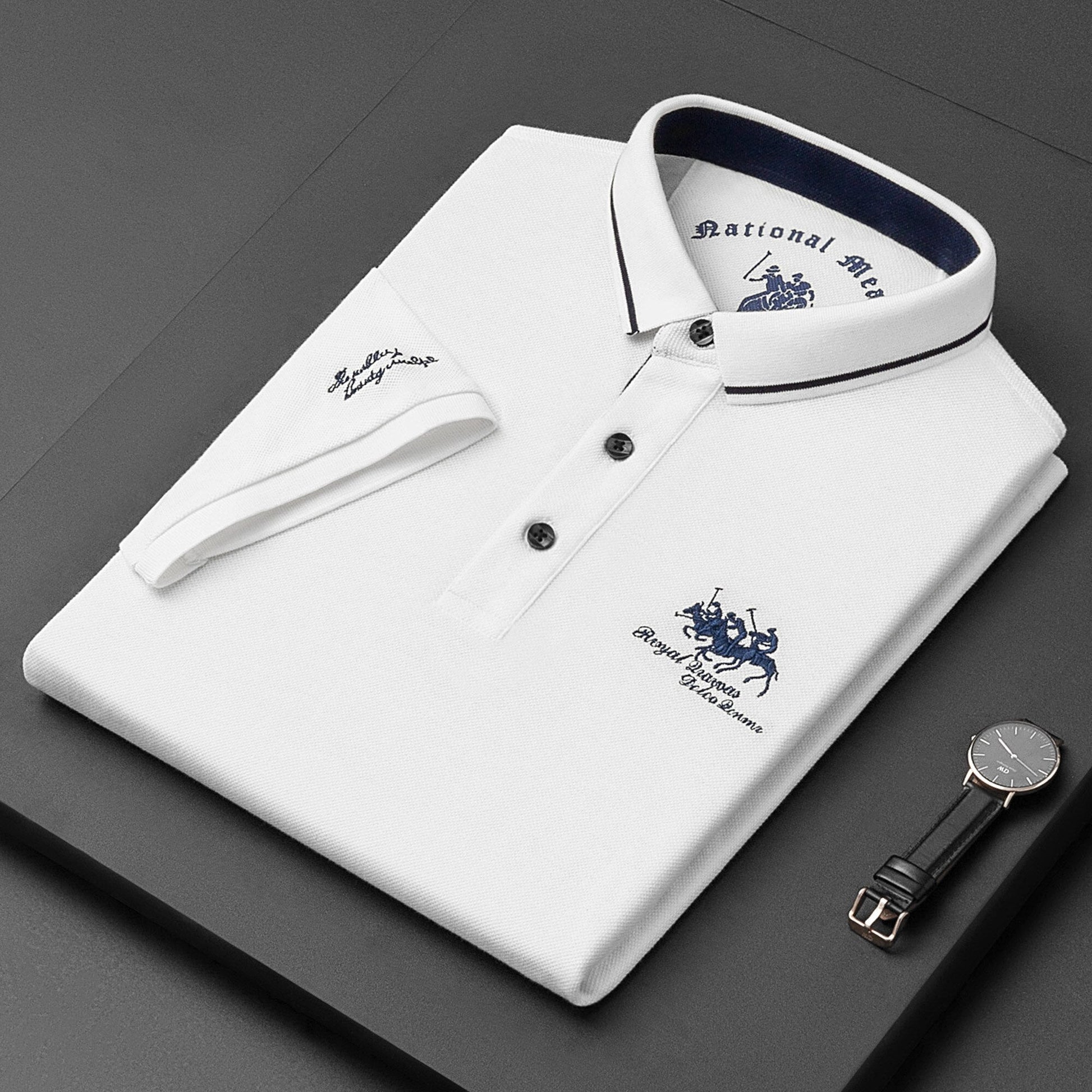 Polo-T-Shirt – Herren-Polohemd mit halben Ärmeln und Knöpfen aus Leinen-HauteBerlin