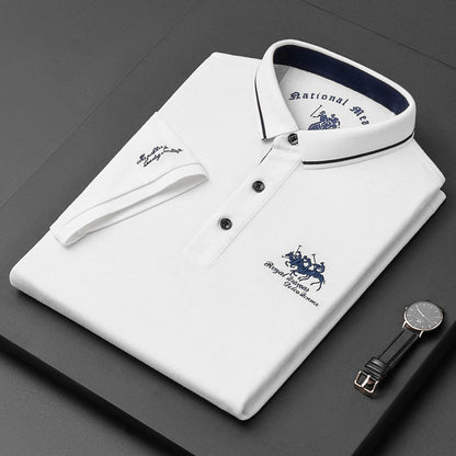 Polo-T-Shirt – Herren-Polohemd mit halben Ärmeln und Knöpfen aus Leinen-HauteBerlin