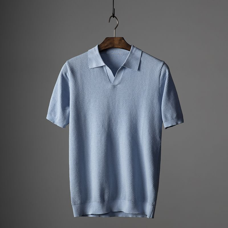 Polo T-Shirt | Kurzarm | V-Ausschnitt | Knopfloses Polo | Polohemden-HauteBerlin