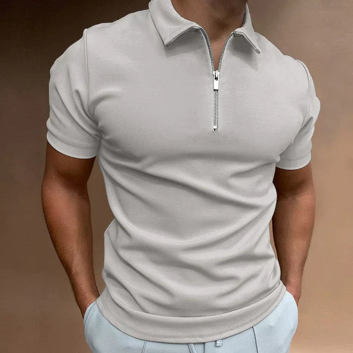 Polo-T-Shirt | Kurzarm | Viertelreißverschluss | Polohemden | Herrenbekleidung-HauteBerlin