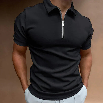 Polo-T-Shirt | Kurzarm | Viertelreißverschluss | Polohemden | Herrenbekleidung-HauteBerlin