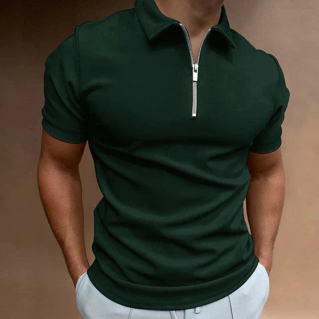 Polo-T-Shirt – Kurzarm – halblanger Reißverschluss – Polo-Shirts – Herren-T-Shirt-HauteBerlin