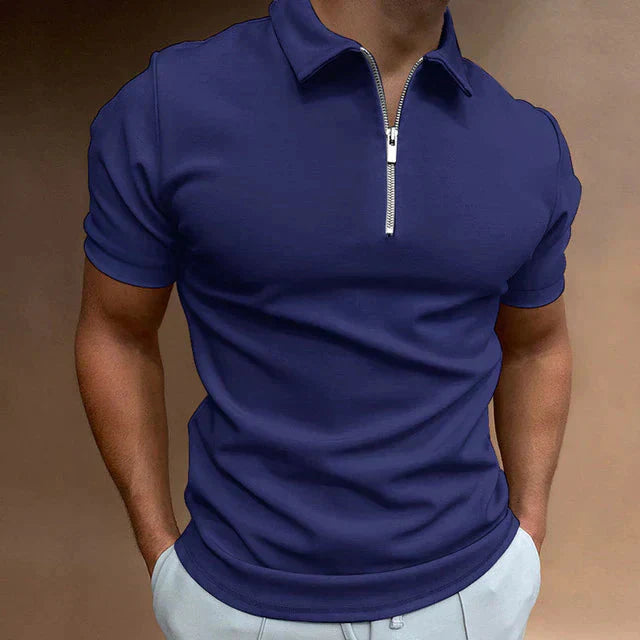 Polo-T-Shirt – Kurzarm – halblanger Reißverschluss – Polo-Shirts – Herren-T-Shirt-HauteBerlin