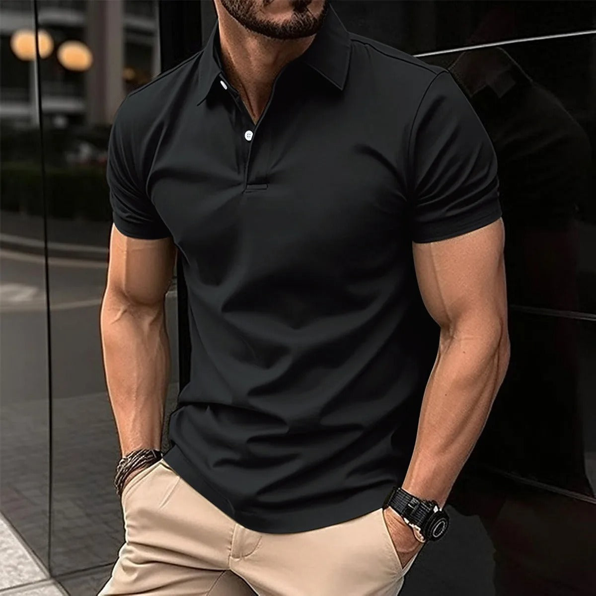 Polo-T-Shirt – halblanger Knopfleiste – Umlegekragen – Polo-Shirts – T-Shirts für Herren-HauteBerlin