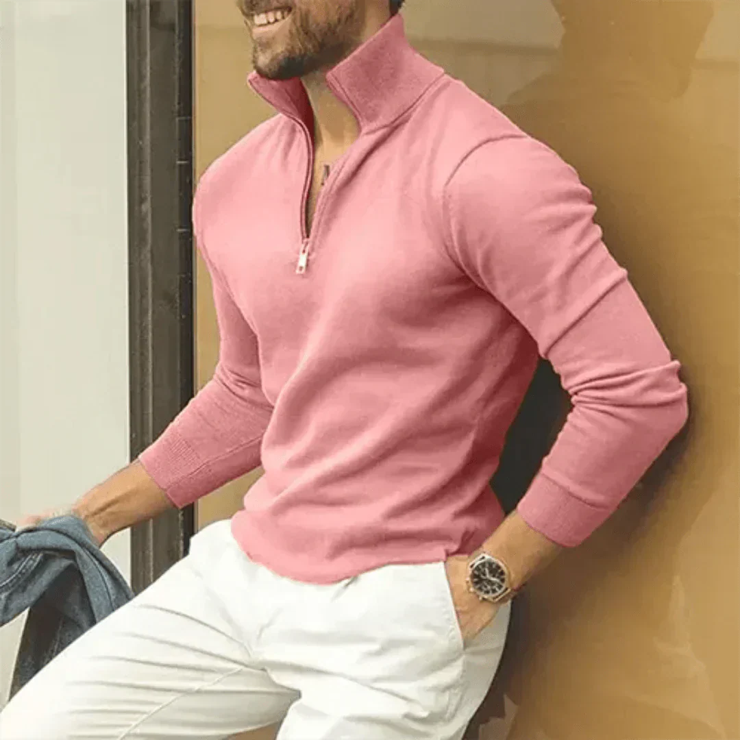Polopullover | Langarm | Pullover | Quarter Zip Pullover | Herren Quarter Zip Pullover-HauteBerlin