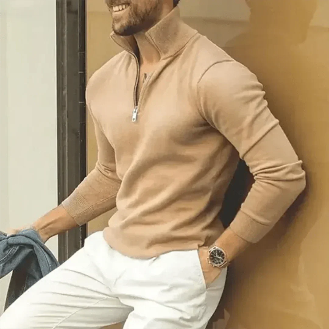 Polopullover | Langarm | Pullover | Quarter Zip Pullover | Herren Quarter Zip Pullover-HauteBerlin