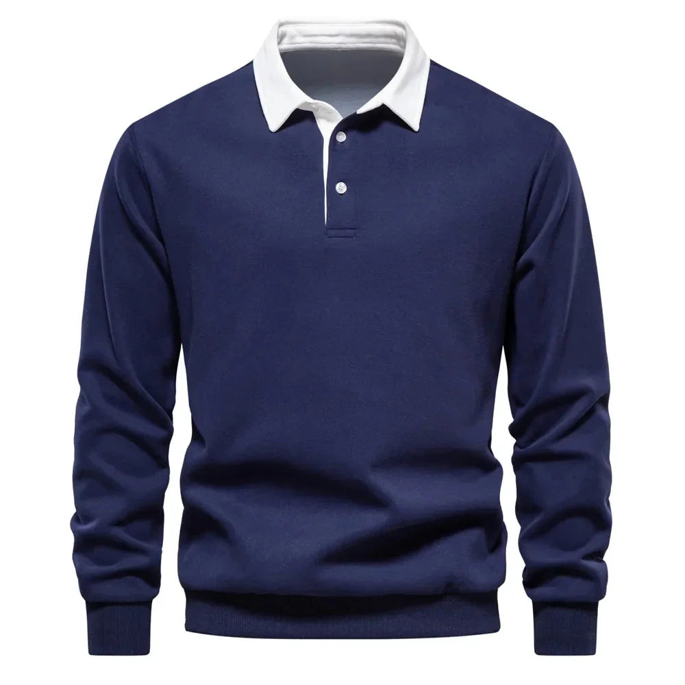 Polopullover - Langarm - Quarter Button-Up - Polopullover - Polohemden für Männer-HauteBerlin