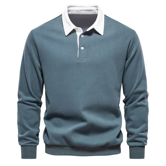 Polopullover - Langarm - Quarter Button-Up - Polopullover - Polohemden für Männer-HauteBerlin